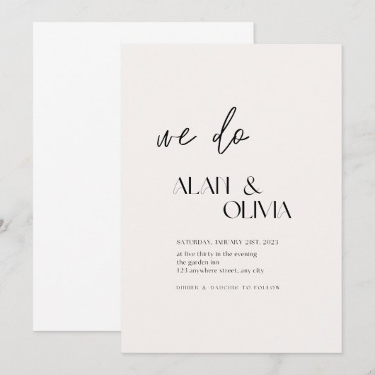 Verbluffende minimalistische "we doen" Verloving K Kaart (Voorkant / Achterkant)