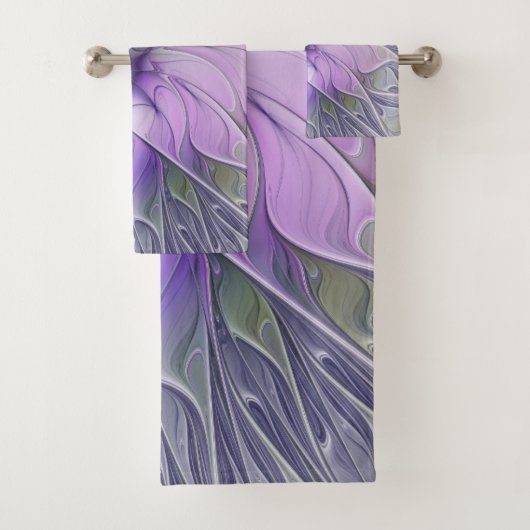 Verbluffende moderne abstracte fractale kunst bloe bad handdoek (Insitu)
