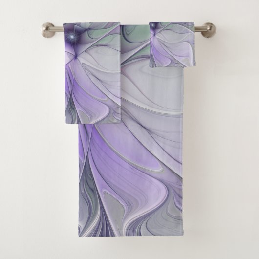 Verbluffende moderne abstracte fractale kunst bloe bad handdoek (Insitu)