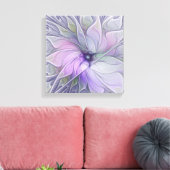 Verbluffende moderne abstracte fractale kunst bloe canvas afdruk (Insitu (Woonkamer))