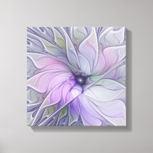 Verbluffende moderne abstracte fractale kunst bloe canvas afdruk