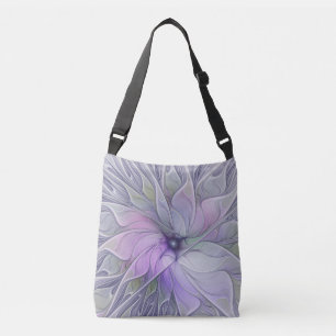 Verbluffende moderne abstracte fractale kunst bloe crossbody tas