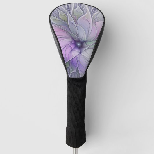 Verbluffende moderne abstracte fractale kunst bloe golfheadcover (Voorkant)