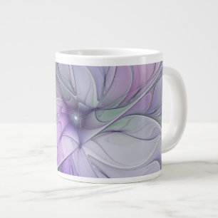 Verbluffende moderne abstracte fractale kunst bloe grote koffiekop