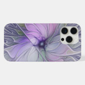 Verbluffende moderne abstracte fractale kunst bloe iPhone hoesje (Achterkant horizontaal)