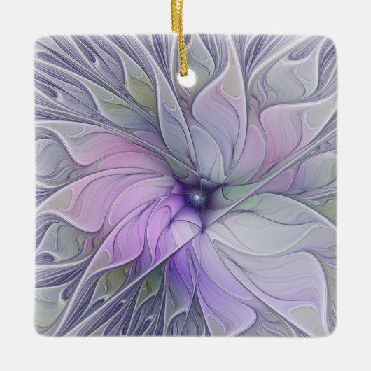 Verbluffende moderne abstracte fractale kunst bloe keramisch ornament (Voorkant)