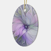 Verbluffende moderne abstracte fractale kunst bloe keramisch ornament (Links)