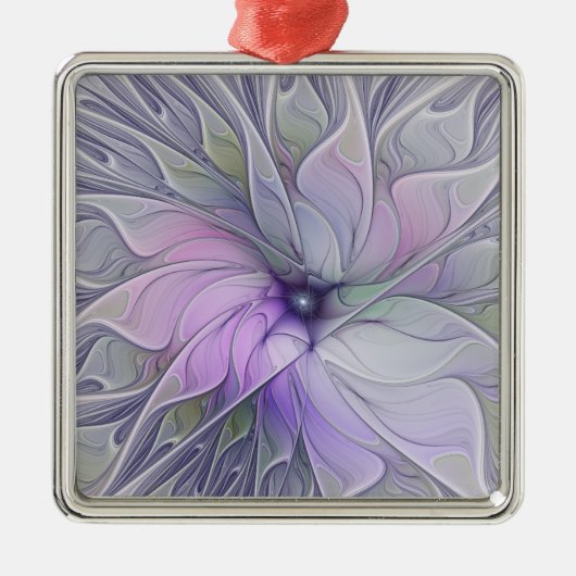 Verbluffende moderne abstracte fractale kunst bloe metalen ornament (Voorkant)
