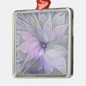 Verbluffende moderne abstracte fractale kunst bloe metalen ornament (Links)