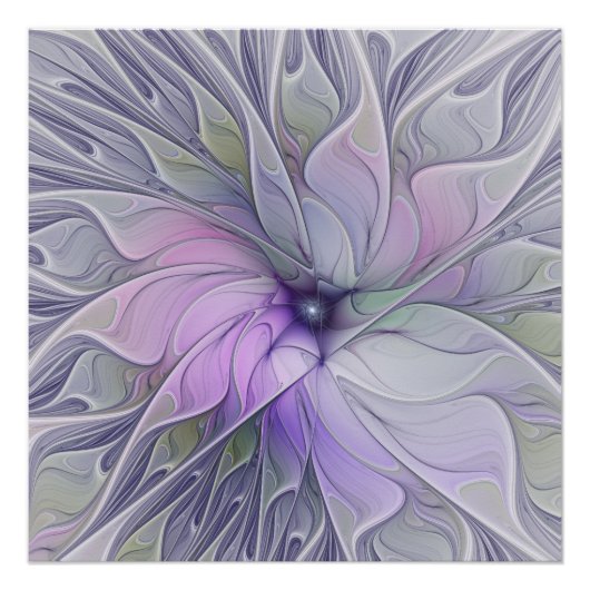 Verbluffende moderne abstracte fractale kunst bloe perfect poster (Voorkant)