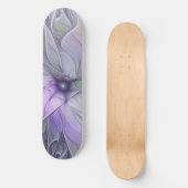 Verbluffende moderne abstracte fractale kunst bloe persoonlijk skateboard (Voorkant)