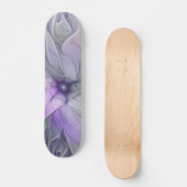Verbluffende moderne abstracte fractale kunst bloe persoonlijk skateboard (Voorkant)