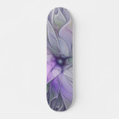 Verbluffende moderne abstracte fractale kunst bloe persoonlijk skateboard (Voorkant)