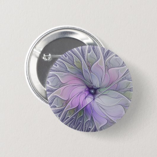 Verbluffende moderne abstracte fractale kunst bloe ronde button 5,7 cm (Voorkant /achterkant)