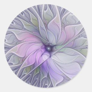 Verbluffende moderne abstracte fractale kunst bloe ronde sticker
