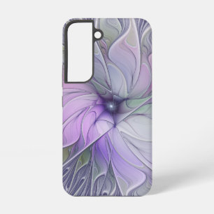 Verbluffende moderne abstracte fractale kunst bloe samsung galaxy hoesje