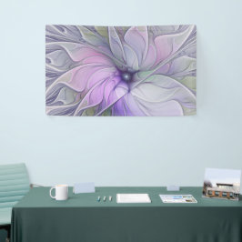 Verbluffende moderne abstracte fractale kunst bloe spandoek