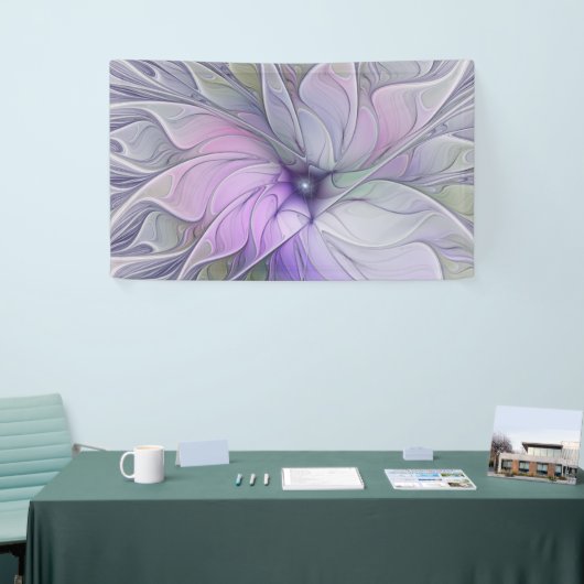 Verbluffende moderne abstracte fractale kunst bloe spandoek (Beurs)