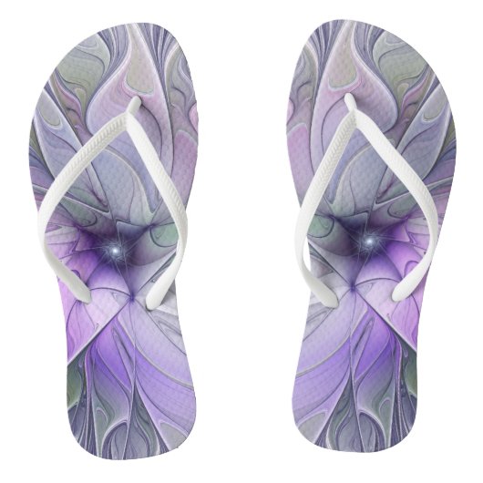 Verbluffende moderne abstracte fractale kunst bloe teenslippers (Voetbed)