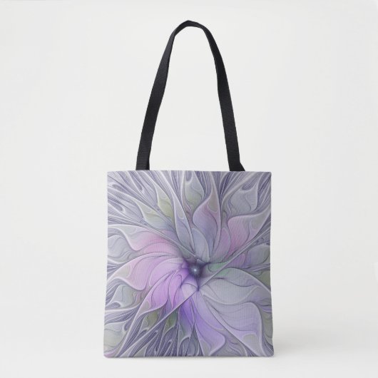 Verbluffende moderne abstracte fractale kunst bloe tote bag (Voorkant)