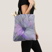 Verbluffende moderne abstracte fractale kunst bloe tote bag (Dichtbij)