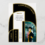 Verbluffende moderne geometrische deco-Afstuderen  Folie Uitnodiging (Voorkant)