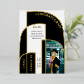 Verbluffende moderne geometrische deco-Afstuderen  Folie Uitnodiging (Staand Voorkant)