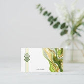 Verbluffende moderne groene goudmonogram met gemar visitekaartje (Staand voorkant)