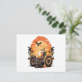 Verbluffende  motorfiets Klassieke zonneset C Feestdagenkaart (Staand voorkant)