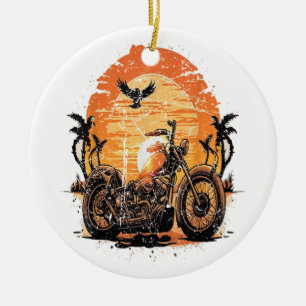 Verbluffende motorfiets Klassieke zonneset C Keramisch Ornament