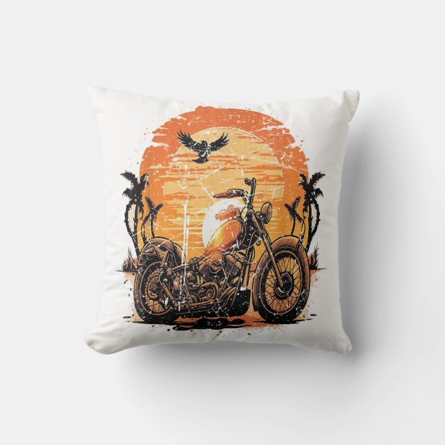 Verbluffende  motorfiets Klassieke zonneset C Kussen (Voorkant)