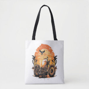 Verbluffende motorfiets Klassieke zonneset C Tote Bag