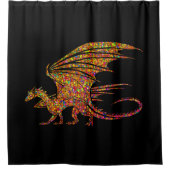 Verbluffende mozaïekrietdraak op zwart douchegordijn (Voorkant)