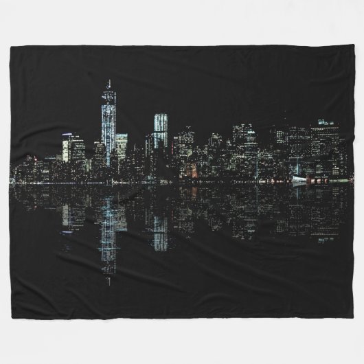 Verbluffende nachtfoto van New York Skyline Fleece Deken (Voorkant (Horizontaal))