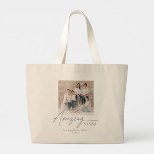 Verbluffende Nanna Gepersonaliseerde Foto Douane C Grote Tote Bag