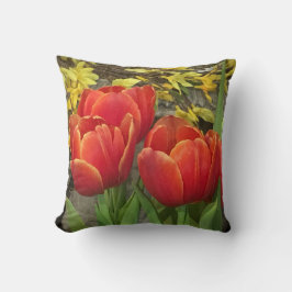 Verbluffende oranje rode tulpen kussen