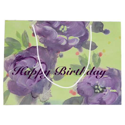 Verbluffende Paarse aquarel Event Paper-producten Groot Cadeauzakje (Achterkant)