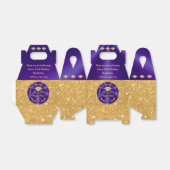 Verbluffende Paarse en gouden ventilatorboxen op m Bedankdoosjes (Uitgevouwen)