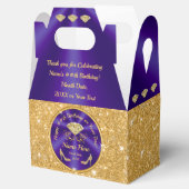 Verbluffende Paarse en gouden ventilatorboxen op m Bedankdoosjes (Geopend)