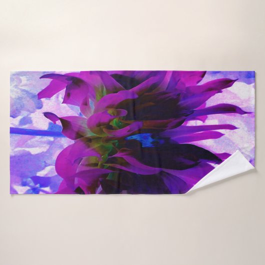 Verbluffende Paarse en zwarte Cactus Dahlia Badhanddoek (Badhanddoek)