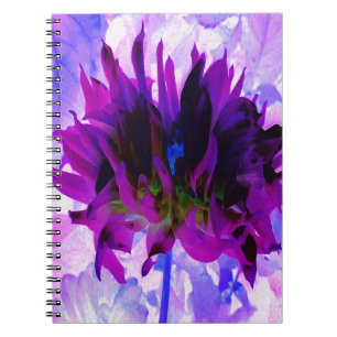 Verbluffende Paarse en zwarte Cactus Dahlia Notitieboek