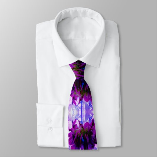 Verbluffende Paarse en zwarte Cactus Dahlia Stropdas (Gebonden)