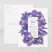 Verbluffende Paarse Irises Waterverf Vrijgezellenf Uitnodiging Briefkaart (Voorkant / Achterkant)