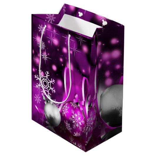 Verbluffende Paarse kersttone met gemiddelde cadea Medium Cadeauzakje (Achterkant Gekanteld)