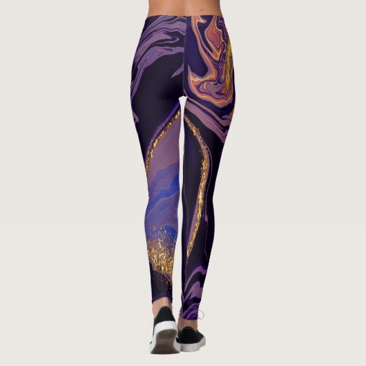 Verbluffende Paarse marbleLeggings Leggings (Achterkant)