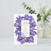 Verbluffende Paarse Waterverf in Irisa Floral Birt Briefkaart (Staand voorkant)