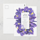 Verbluffende Paarse Waterverf in Irisa Floral Birt Briefkaart (Voorkant / Achterkant)