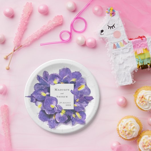 Verbluffende Paarse Waterverf van Irisa's Papieren Bordje (Feest)