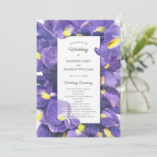 Verbluffende Paarse Waterverf van Irisa's Programmakaart (Staand voorkant)