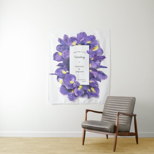 Verbluffende Paarse Waterverf van Irisa's Wandkleed (In situ)